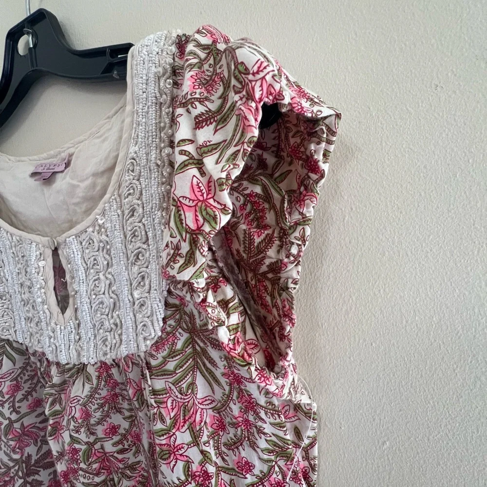 Calypso St. Barth Beige pink and cream with lace and beaded details. - Picture 7 of 11